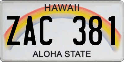 HI license plate ZAC381