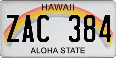 HI license plate ZAC384
