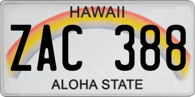 HI license plate ZAC388