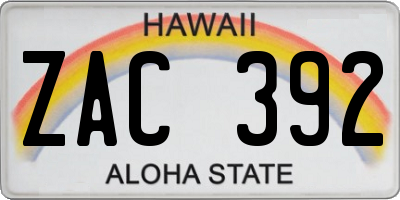 HI license plate ZAC392