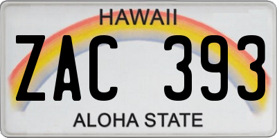 HI license plate ZAC393