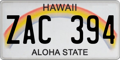 HI license plate ZAC394