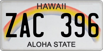 HI license plate ZAC396