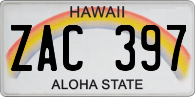 HI license plate ZAC397