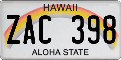 HI license plate ZAC398