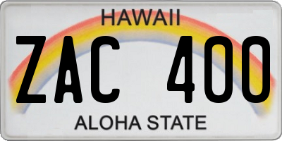 HI license plate ZAC400