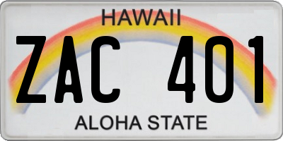 HI license plate ZAC401