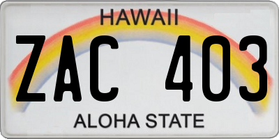 HI license plate ZAC403
