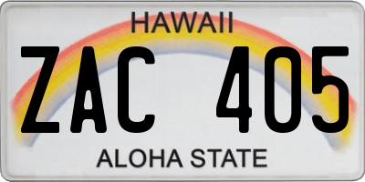 HI license plate ZAC405