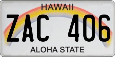 HI license plate ZAC406