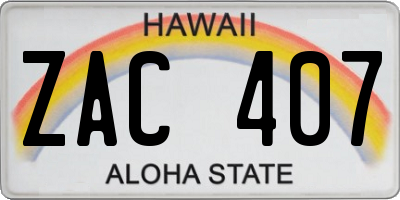 HI license plate ZAC407