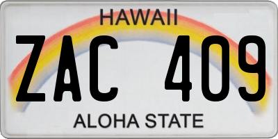 HI license plate ZAC409