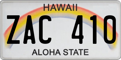 HI license plate ZAC410