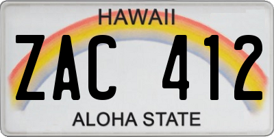 HI license plate ZAC412