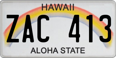 HI license plate ZAC413