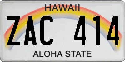 HI license plate ZAC414