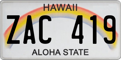 HI license plate ZAC419