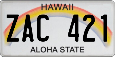 HI license plate ZAC421