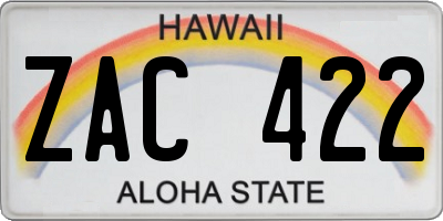 HI license plate ZAC422