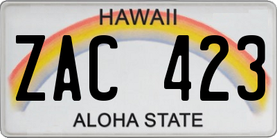 HI license plate ZAC423
