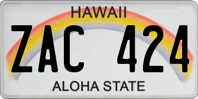 HI license plate ZAC424