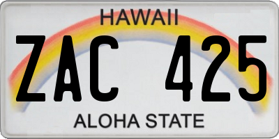 HI license plate ZAC425