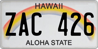 HI license plate ZAC426