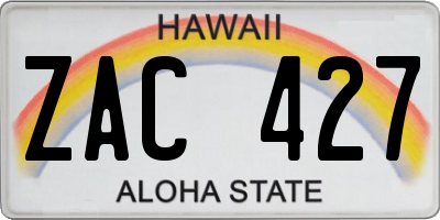 HI license plate ZAC427