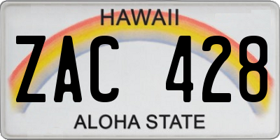 HI license plate ZAC428