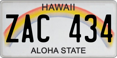 HI license plate ZAC434