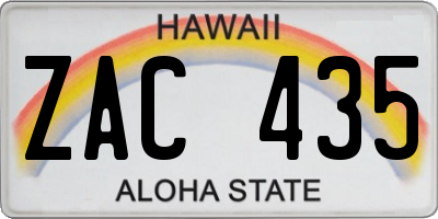 HI license plate ZAC435