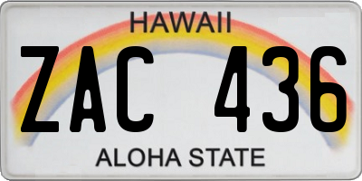 HI license plate ZAC436