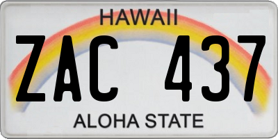 HI license plate ZAC437