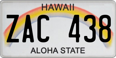 HI license plate ZAC438