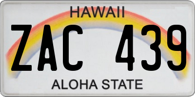 HI license plate ZAC439