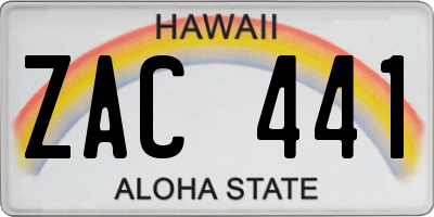 HI license plate ZAC441