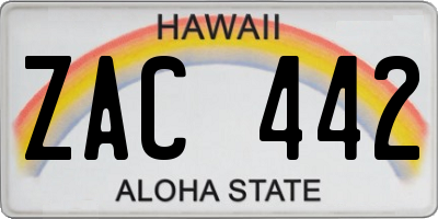 HI license plate ZAC442