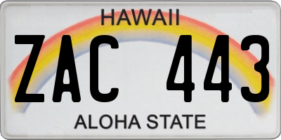 HI license plate ZAC443