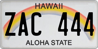 HI license plate ZAC444