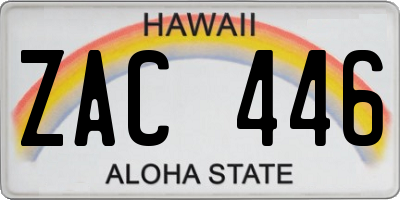 HI license plate ZAC446