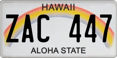 HI license plate ZAC447