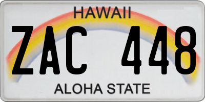 HI license plate ZAC448