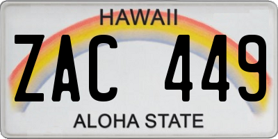 HI license plate ZAC449
