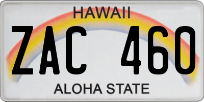 HI license plate ZAC460