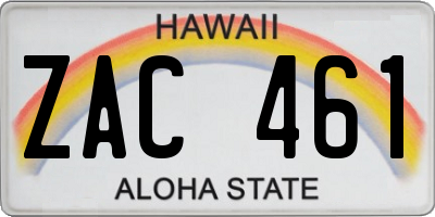 HI license plate ZAC461