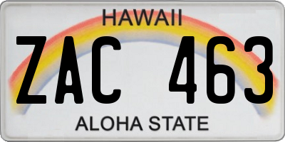 HI license plate ZAC463