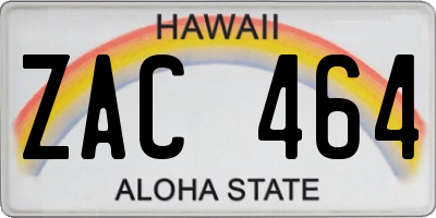 HI license plate ZAC464