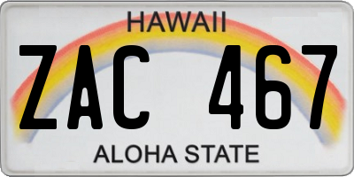 HI license plate ZAC467
