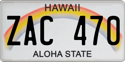 HI license plate ZAC470