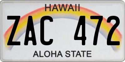HI license plate ZAC472
